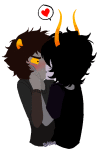  2011 animated back_angle bana blush fullres gamzee_makara heart jaggy_lines karkat_vantas kiss redrom shipping starter_outfit tropicshipping word_balloon 