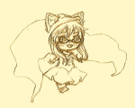  chibi dogtier godtier jade_harley lineart mrsnugglekins pencil request sepia solo space_aspect witch 
