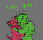 2024 bluh blush candy_timeline churro-lord dogtier homestuck^2 jade_harley limited_palette near_kiss text update yiffany_longstocking_lalonde_harley