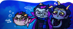 2013 animalstuck aquariumstuck au blush eridan_ampora erifish feferi_peixes fullres heart multiple_personas starter_outfit technicolordame transparent word_balloon
