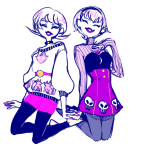  bbsinr casual fashion holding_hands kneeling rose_lalonde roxy_lalonde 