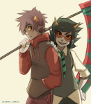  2013 crossover fashion freckles fullres ikimaru karkat_vantas scythe seeing_terezi soul_eater terezi_pyrope 