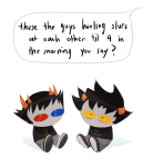  2024 beescake broken_source fullres karkat_vantas sitting sollux_captor starter_outfit text word_balloon 