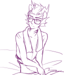  2013 eridan_ampora fullres gills grubscars lineart monochrome no_shirt q-dormir solo towel 