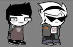  2026 alternate_hair au blush dirk_strider fashion freckles fullres image_manipulation jaggy_lines jake_english kechoban sprite_mode text 