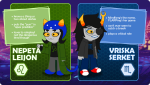  2019 alternia artificial_limb cat_hat eyepatch fullres hive nepeta_leijon night saeronovace starter_outfit text troll_call vriska_serket zodiac_symbol 