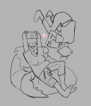 2023 back_angle casual chrisrin chubstuck diamond dogtail dogtier fullres grayscale houndoom jade_harley lineart midair palerom shipping sitting sketch sollux_captor upside_down