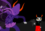 2012 animated asymmetricjester bard black_rifle blood codtier fullres gamzee_makara godtier image_manipulation jaggy_lines kanaya_maryam rage_aspect starter_outfit