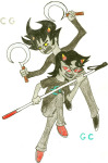  2011 fullres karkat_vantas midair sickle starter_outfit terezi_pyrope text torby walking_cane weapon 