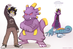  2016 clouds crossover eridan_ampora fullres ikimaru karkat_vantas lying pok&eacute;mon rain smiling_karkat starter_outfit 