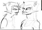  2026 art_program_in_frame equius_zahhak fullres grayscale jaggy_lines lineart monochrome shipping sketch sollux_captor starter_outfit sweat sweatyhooves techbros 