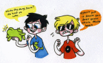  blue_slime_ghost_shirt dave_strider john_egbert moogdog red_record_tee smuppets starter_outfit word_balloon 