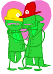  2013 arm_around_shoulder blush felt fullres heart image_manipulation itchy jaggy_lines kiss redrom seerofnight shipping sprite_mode starter_outfit trace triptitch 