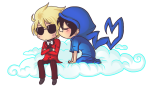  2011 arms_crossed blush breath_aspect chibi clouds dave_strider fullres godtier hammertime heart heir john_egbert kiss kneeling pride profile red_plush_puppet_tux redrom shipping sitting transparent 