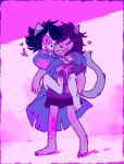  appulsprite barefoot blood heart limited_palette nepeta_leijon no_glasses no_hat redrom scratch_and_sniff shipping terezi_pyrope 