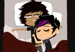  2011 bana bed blush casual eridan_ampora fullres humanized jaggy_lines karkat_vantas lying no_glasses redrom shipping sickleback smiling_eridan 