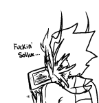  2011 back_angle eridan_ampora fullres gaming grayscale headshot jaggy_lines monochrome pride sketch text 