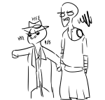  2013 artificial_limb clothingswap crossdressing fullres grayscale hat jack_noir lineart ms_paint no_hat paint_it_black redrom roboslick shipping sketch spades_slick starter_outfit text toonysart 