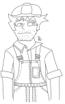 2026 20sstuck facial_hair fullres grayscale hat humanized jaggy_lines karkat_vantas lineart native_source scoundrellyfeline solo transparent wip