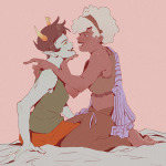  2025 alternate_hair barefoot bed blush casual fullres kanaya_maryam kneeling meruz redrom rose_lalonde rosemary shipping sitting undergarments 