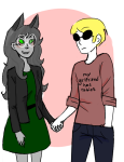  blush casual dave_strider dogtier fashion grimbark holding_hands jade_harley redrom shipping spacetime striderswag 