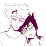  2024 blush body_modification dirk_strider freckles fullres head_on_shoulder highlight_color jake_english lineart monochrome monster4lyfe no_glasses pumpkin_patch redrom shipping sleeping starter_outfit 