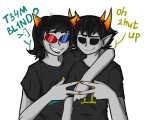  2017 blind_love blind_sollux diamond fullres glassesswap lunatic-mo-on no_glasses palerom shipping sollux_captor starter_outfit terezi_pyrope text word_balloon 