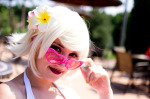  blackbanshee cosplay flowers glasses_added kid_symbol r3dglasses real_life roxy_lalonde solo summer swimsuit 