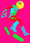  2014 animated asymmetricjester candy dancestors epilepsy_warning eyestrain food fullres glitch jaggy_lines midair mituna_captor no_hat solo starter_outfit text trickster_mode 