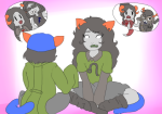 2015 back_angle cat_hat damara_megido dancestors dream_ghost equius_zahhak fullres horuss_zahhak leijons megidos meulin_leijon microwavedfruit nepeta_leijon palerom shipping sitting starter_outfit the_finger word_balloon zahhaks 