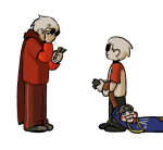  2023 camera crying dave_strider fullres godtier knight lil_cal lobster-lover multiple_personas red_baseball_tee solo time_aspect 