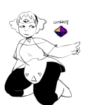 2016 chubstuck crossover fashion fullres grayscale highlight_color lineart rose_lalonde solo steven_universe text yerlosing
