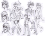 art_dump dave_strider dirk_strider grayscale jade_harley jake_english john_egbert justafewsmallsteps rule63 sketch
