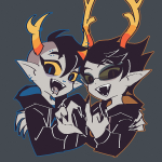  2025 arm_around_shoulder body_modification cursed-beni dammek fullres hiveswap jaggy_lines mallek_adalov starter_outfit the_finger 