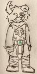  2021 doom_aspect facial_hair fantroll fullres godtier grayscale h3llb3nd3r highlight_color lineart maid monochrome scars solo 