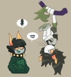  2020 alternate_hair blood casual daraya_jonjet dia fashion fullres hiveswap injured_polypa ninja_rockstar polypa_goezee shipping starter_outfit troll_tail upside_down word_balloon 