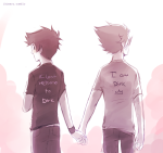 2014 back_angle casual dirk_strider fashion fullres holding_hands ikimaru jake_english monochrome pumpkin_patch redrom shipping text