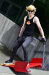  cosplay dirk_strider oblique_angle real_life rocket_board solo strong_tanktop unbreakable_katana 