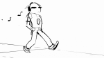  2025 animated dave_strider eggwishing fullres grayscale hat headphones lineart monochrome music_note sketch solo starter_outfit 