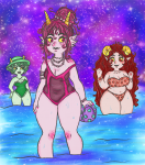   aradia_megido feferi_peixes kanaya_maryam ocean pinkcuttlefish stars swimsuit 