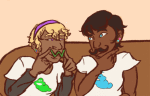  animated bromance clothingswap jane_crocker light_and_fluffy mustachioedoctopus poirot_mustache rose_lalonde suggestive_eyebrows w_magnet 