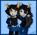  2019 arm_around_shoulder candy_timeline eyepatch fullres homestuck:_beyond_canon serkets snowdife starter_outfit vriska_maryam-lalonde vriska_serket 