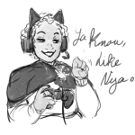 2020 animal_ears aspect_symbol fullres gaming grayscale headphones light_aspect monochrome ri0tbreaker rose_lalonde sketch solo text