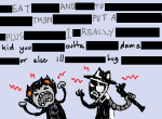  2015 artificial_limb cast_iron_horse_hitcher censor eyepatch fullres jack_noir jaggy_lines karkat_vantas sailorbeefcake scribble_mode spades_slick stabdads starter_outfit text 