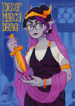  2025 alternate_hair blush crossdressing crossover eridan_ampora fashion formal fullres julius_caesar meme p12lysanderdelanne solo sword 