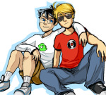  arm_around_shoulder bromance dave_strider hammertime john_egbert red_record_tee redrom shipping sitting starter_outfit t1mco 