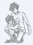  2013 dancestors fullres grayscale kankri_vantas karkat_vantas kneeling lunaticjin sketch starter_outfit vantases 