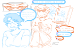2024 devocubed dirk_strider facial_hair fullres illustrating jane_crocker lineart portalship redrom shipping sitting sketch starter_outfit sweat text theme_coloring word_balloon
