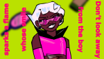  2026 3y3b1t3 body_modification crossover flavor_foley fullres homestuck:_beyond_canon hoodie_killer_supreme meat_timeline parody roxy_lalonde solo text vocaloid 