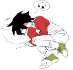  2025 blood blush c4rmy_hs clothingswap fullres hammertime john_egbert lying red_baseball_tee redrom shipping solo sweat text thought_balloon 